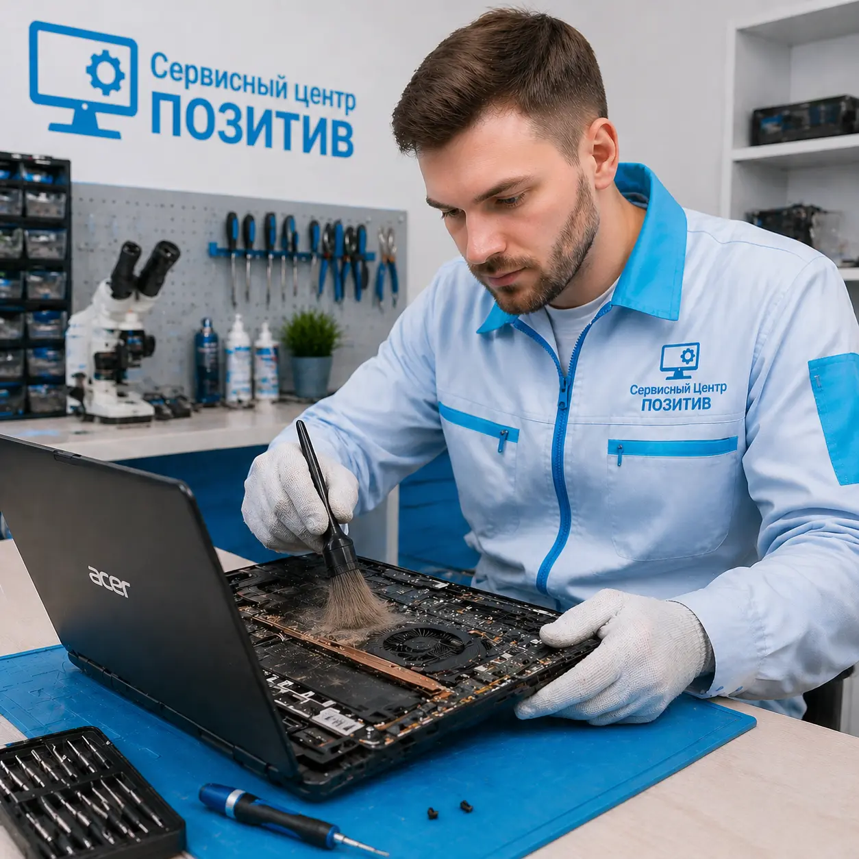 Чистка ноутбука Acer от пыли в Павловске | Замена термопасты