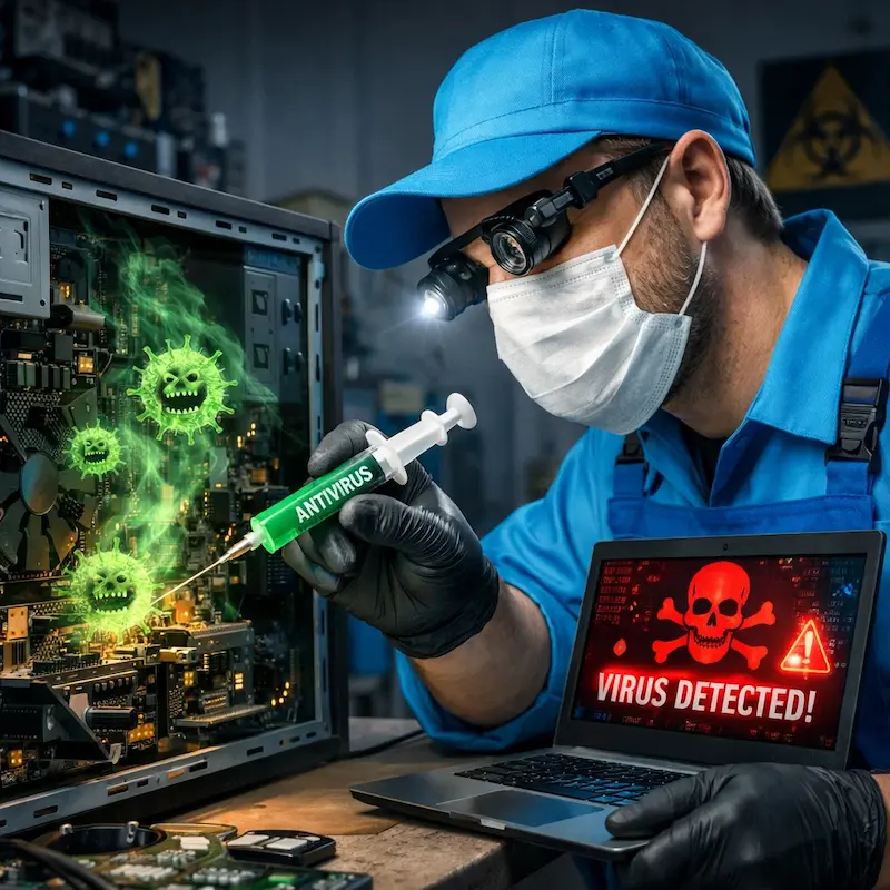 Лечение компьютера от вирусов в Павловске на дому